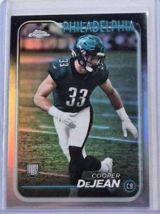 lot 203 image: Cooper DeJean Rookie 2024 Topps Chrome Refractor #232 - Philadelphia Eagles Football Card