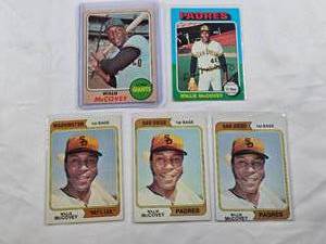 lot 204 image: Lot of 5 Vintage Willie McCovey Baseball Cards from the 1960s and 1970s