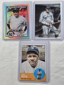 lot 211 image: Lot of 3 Babe Ruth Baseball Cards Including Topps Legends of the Game