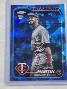 lot 217 image: Austin Martin Rookie 2024 Topps Chrome Sapphire #USCS114 - Minnesota Twins Baseball Card