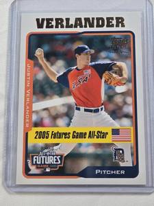 lot 222 image: Justin Verlander Rookie 2005 Topps Futures Game All-Star #UH220 - Detroit Tigers Baseball Card