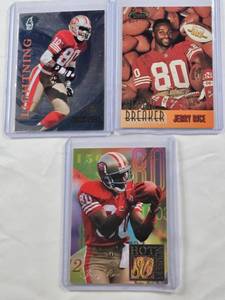lot 224 image: Lot of 3 Jerry Rice Football Cards Including Topps Stadium Club and Hot Numbers