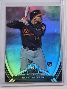 lot 228 image: Manny Machado Rookie 2013 Bowman Platinum #42 - Baltimore Orioles Baseball Card
