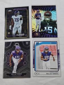 lot 230 image: Lot of 4 Dallas Turner Rookie Cards - Minnesota Vikings Football Cards