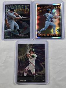 lot 232 image: Lot of 3 Mark McGwire Insert Baseball Cards  Including Bleacher Reachers, Fortune 15, and Metal Universe