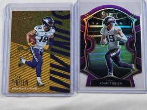 lot 259 image: Lot of 2 Adam Thielen Football Cards Gold Foil Absolute and Die Cut Panini Select - Minnesota Vikings