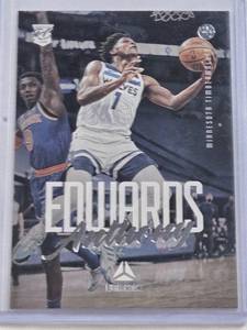 lot 274 image: Anthony Edwards Rookie 2020-21 Panini Chronicles Luminance #143 - Minnesota Timberwolves Basketball Card
