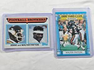 lot 288 image: Lot of 2 Walter Payton Football Cards Featuring Topps Football Brothers with Eddie and 1000 Yard Club