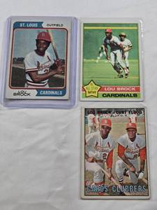 lot 298 image: Lot of 3 Lou Brock Baseball Cards Including Topps NL All-Star and Cards Clubbers Vintage Cards