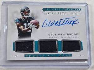 lot 299 image: Dede Westbrook Rookie Patch Auto 2017 Panini National Treasures #RST-DWB and Numbered #0299 - Jacksonville Jaguars Football Card