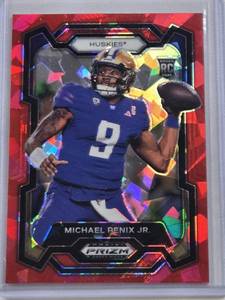 lot 302 image: Michael Penix Jr. Rookie 2024 Panini Prizm Red Cracked Ice #101 - Washington Huskies Football Card