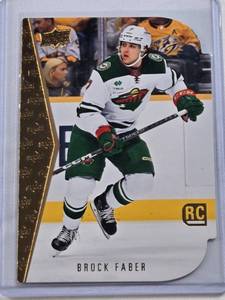lot 307 image: Brock Faber Rookie 2023-24 Upper Deck Gold Die Cut #RDT-12 - Minnesota Wild Hockey Card