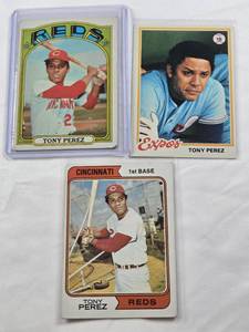lot 315 image: Lot of 3 Tony Perez Vintage Topps Cards from 1972, 1974, 1978
