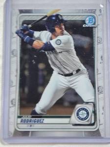 lot 316 image: Julio Rodriguez Rookie 2020 Bowman Chrome #BCP-19 - Seattle Mariners Baseball Card