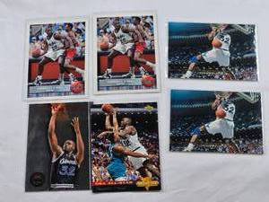lot 318 image: Lot of 6 Shaquille ONeal Basketball Cards Including Rookie Cards and NBA All-Star