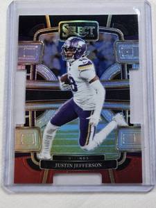 lot 320 image: Justin Jefferson 2023 Panini Select Prizm Die Cut #65 - Minnesota Vikings Football Card