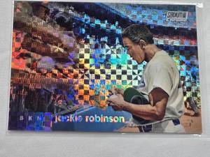 lot 324 image: Jackie Robinson 2020 Topps Stadium Club Chrome Xfractor #400 - Brooklyn Dodgers Baseball Card
