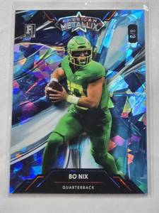 lot 326 image: Bo Nix Rookie 2023 Wild Card American Metallix Cracked Ice #WMG-BN Numbered 68
