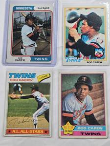 lot 342 image: Lot of 4 Rod Carew Vintage Baseball Cards from the 1970s