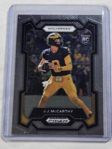 lot 349 image: J.J. McCarthy Rookie 2024 Panini Prizm Draft Picks #132 - Michigan Wolverines Football Card