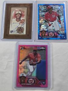 lot 351 image: Lot of 3 Jeter Downs Rookie Cards Topps Chrome Numbered 28125, Allen & Ginter Autograph and Pink Tops Chrome