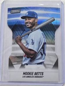 lot 361 image: Mookie Betts 2022 Topps Stadium Club Die Cut Refractor T-11 - Los Angeles Dodgers Baseball Card