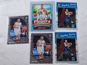 lot 364 image: Lot of 5 Stephen Curry Cards Including Prizm, Optic, Pure Players