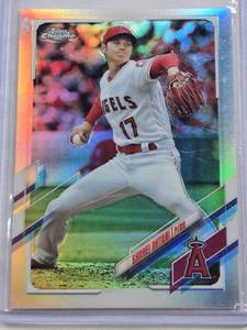lot 371 image: Shohei Ohtani 2021 Topps Chrome Refractor #159 - Los Angeles Angels Baseball Card