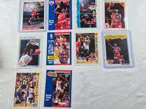 lot 373 image: Lot of 10 Michael Jordan Cards Including All-Star Team, League Leaders, and Classic Confrontation