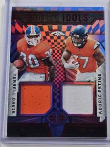 lot 379 image: Terrell Davis and Audric Estime Dual Relic 2024 Panini Illusions #RI-DE and Numbered 60199 - Denver Broncos Football Card