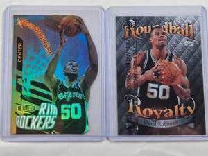 lot 391 image: Lot of 2 David Robinson Inserts 1997-98 Fleer Ultra Rim Rockers and Topps Roundball Royalty.