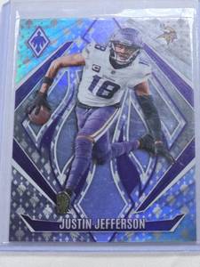lot 392 image: Justin Jefferson 2024 Panini Phoenix Silver Holo #91 and Numbered 179399 - Minnesota Vikings Football Card