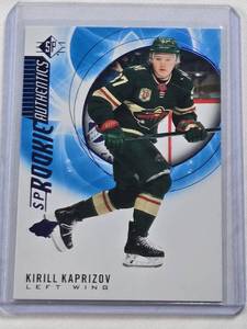 lot 393 image: Kirill Kaprizov Rookie 2020-21 Blue SP Authentic #129 - Minnesota Wild Hockey Card