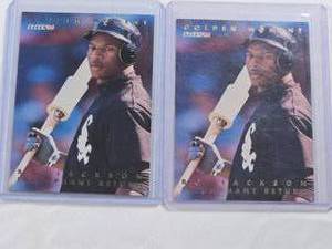 lot 404 image: Lot of 2 Bo Jackson Baseball Inserts 1993 Fleer Golden Moment Triumphant Return #5 - Chicago White Sox Baseball Cards