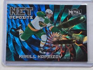 lot 408 image: Kirill Kaprizov Rookie 2020-21 Metal Universe Net Deposits Insert #ND-1 - Minnesota Wild Hockey Card