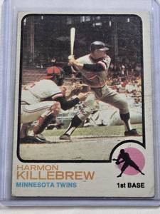 lot 412 image: Harmon Killebrew 1973 Topps #170 - Minnesota Twins Vintage Baseball Card