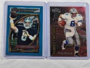 lot 433 image: Lot of 2 Troy Aikman Premium Inserts Topps Finest and Metal Universe Planet Football