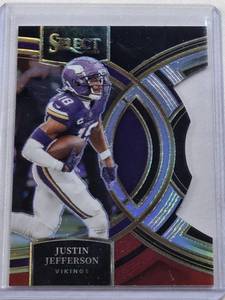 lot 441 image: Justin Jefferson 2023 Panini Select Die Cut Holo Prizm #175 - Minnesota Vikings Football Card