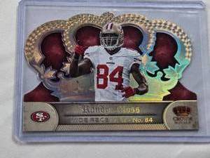 lot 445 image: Randy Moss 2012 Panini Crown Royale Gold Die Cut #123 and Numbered 8899 - San Francisco 49ers Football Card