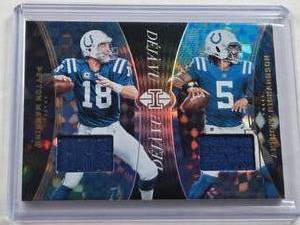 lot 451 image: Peyton Manning Anthony Richardson 2024 Panini Illusions Dual Relic #DV-IND - Indianapolis Colts Football Card
