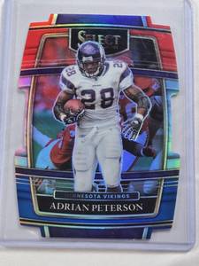 lot 456 image: Adrian Peterson 2021 Panini Select Prizm Die Cut #37 - Minnesota Vikings Football Card