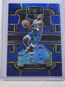 lot 461 image: Anthony Edwards 2023-24 Panini Select Blue Prizm #37 - Minnesota Timberwolves Basketball Card