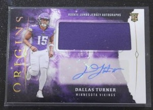 lot 6 image: 2024 Origins Rookie Jumbo Jersey Autograph Dallas Turner Rookie Card