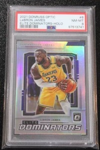 lot 15 image: 2021-22 Optic Elite Dominators Holo Lebron James #6 PSA 8