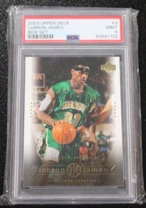 lot 16 image: 2003 Upper Deck Box Set LeBron James #3 Rookie Card PSA 9