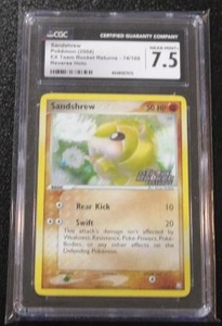 lot 20 image: 2004 Pokemon EX Team Rocket Returns Reverse Holo Stamped Sandshrew #74109 CGC 7.5