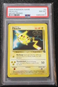 lot 28 image: 1999 Pokemon Black Star Movie Promo Pikachu #4 PSA 8