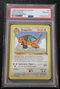 lot 29 image: 1999 Pokemon Black Star Movie Promo Dragonite #5 PSA 8
