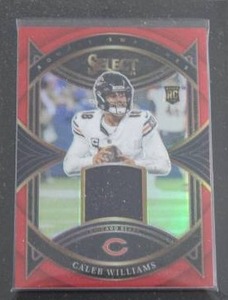 lot 31 image: 2024 Select Rookie Swatches Red Prizm Caleb Williams Jersey Relic Rookie Card