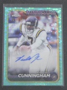 lot 32 image: 2024 Topps Chrome Teal Refractor Randall Cunningham Autograph 151199  Only 199 Exist